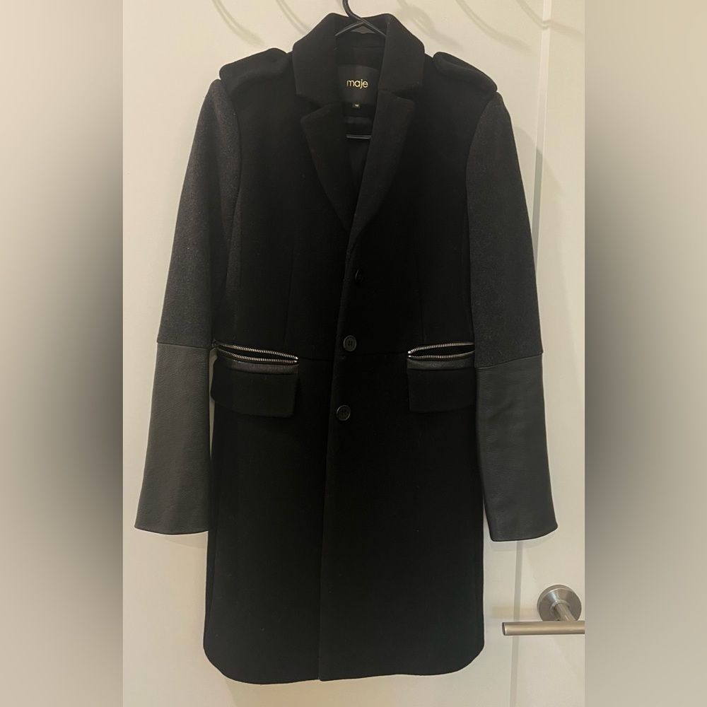 Maje Coat with leather details
